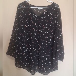 Maurices Black and Pink Patterned Blouse